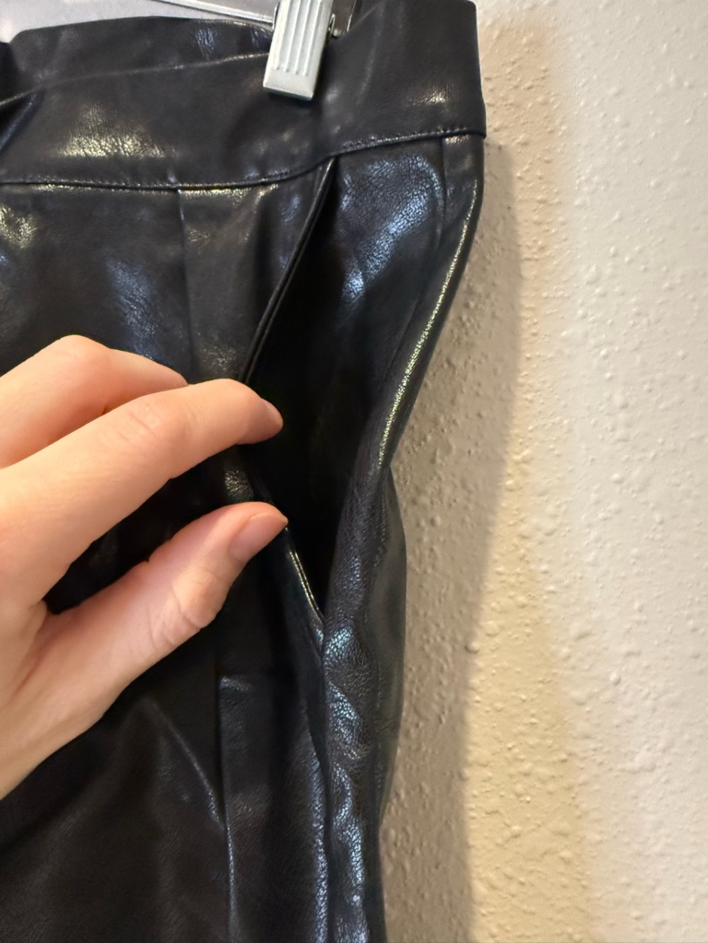 Uoozee Chic Black Faux Leather Wide Leg Trousers - High Waisted Size Large - Picture 5 of 8